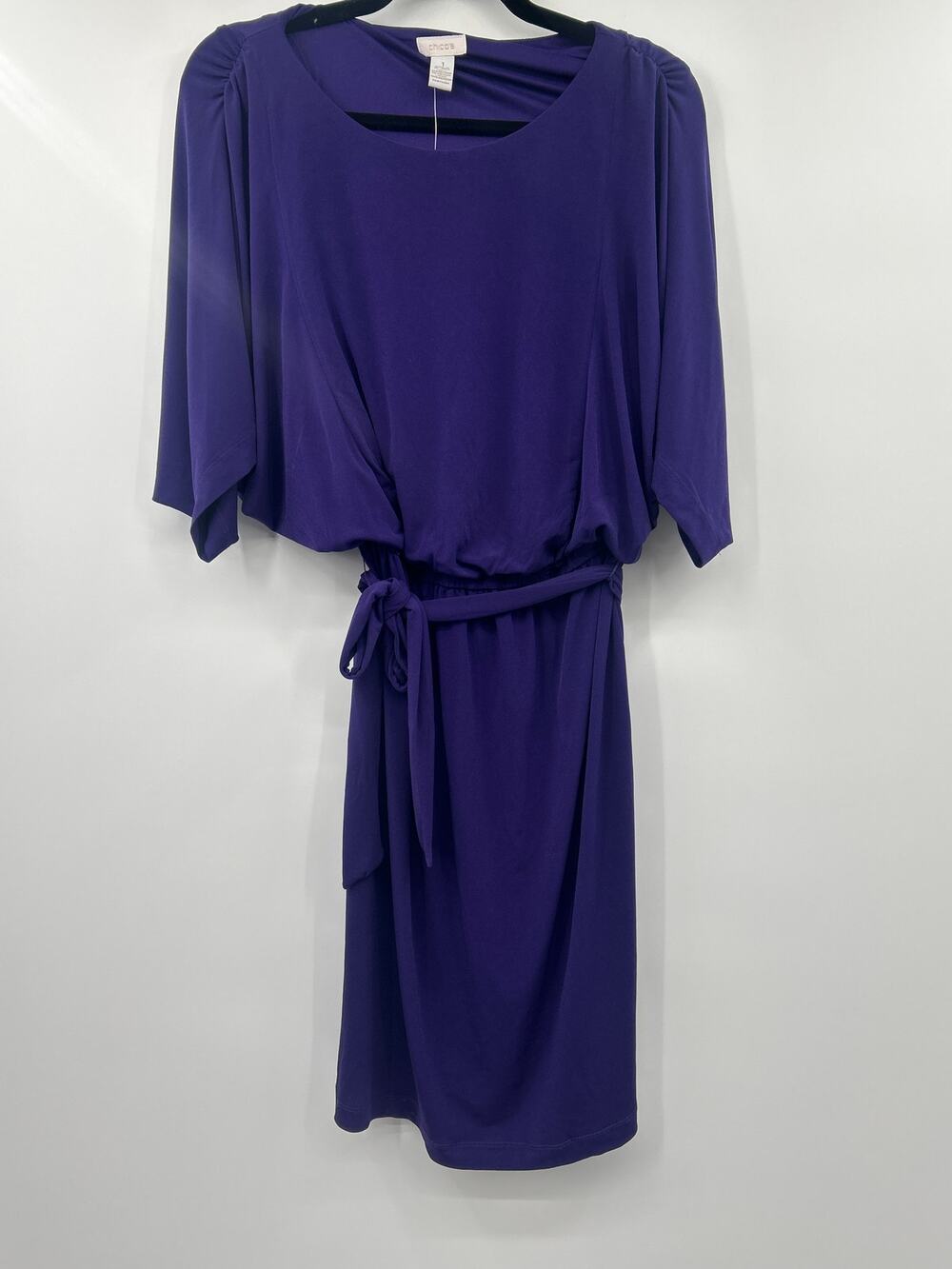 NWT Chicos Women’s Dolman Sleeve Asian Eggplant Dress Chico Size 1/Size M